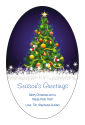 Decorated Christmas Tree Vertical Oval Label